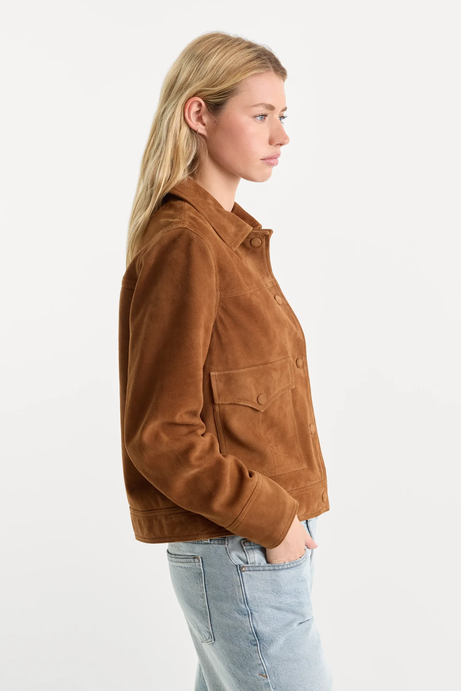 The Suede Boxy Jacket – Cafe Clay