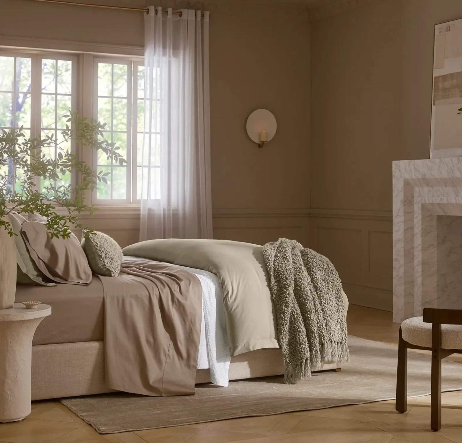 Percale Hemmed Sheet Set – Walnut