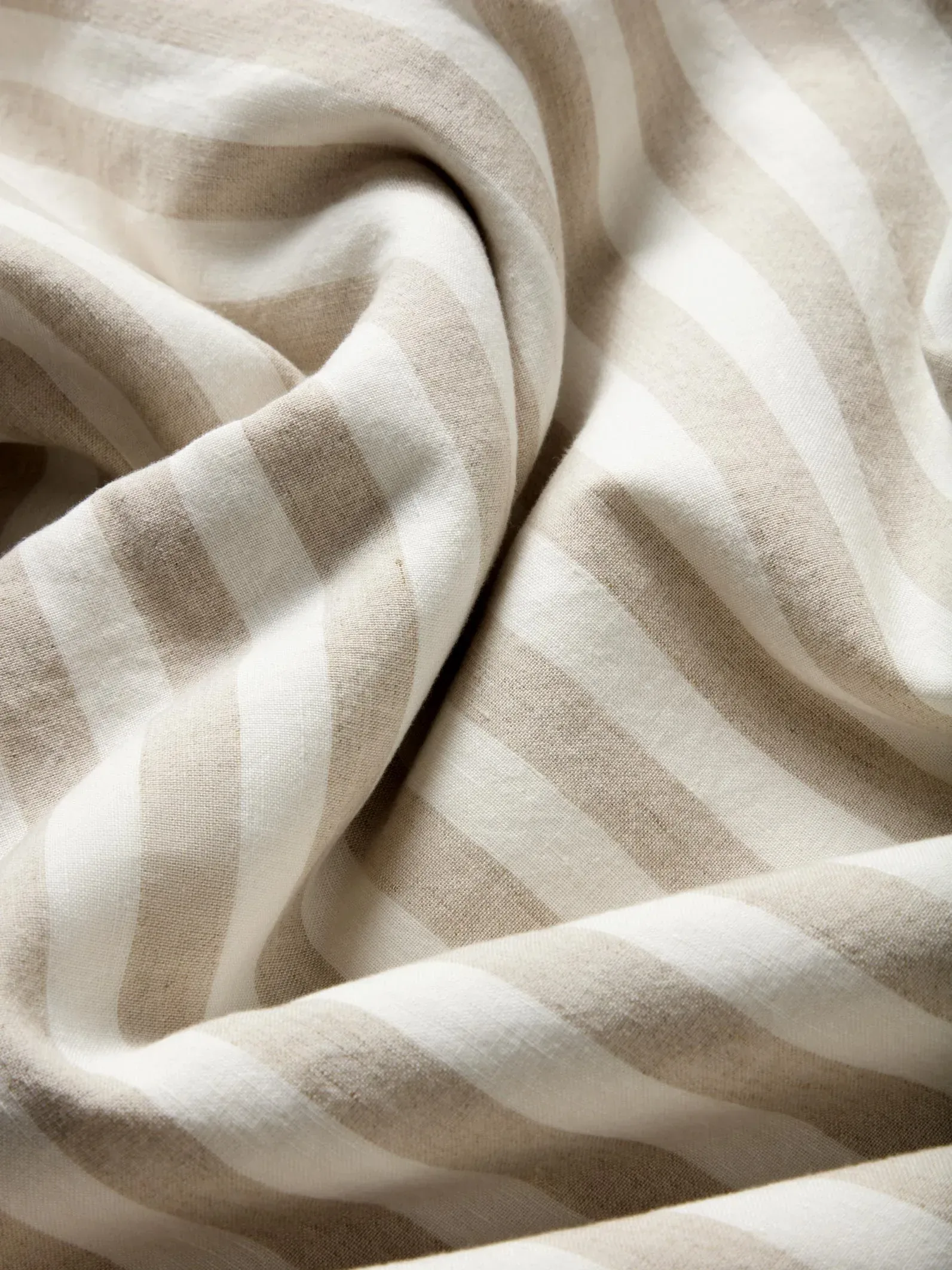 Oatmeal Pembroke Stripe Linen Blend Flat Sheet
