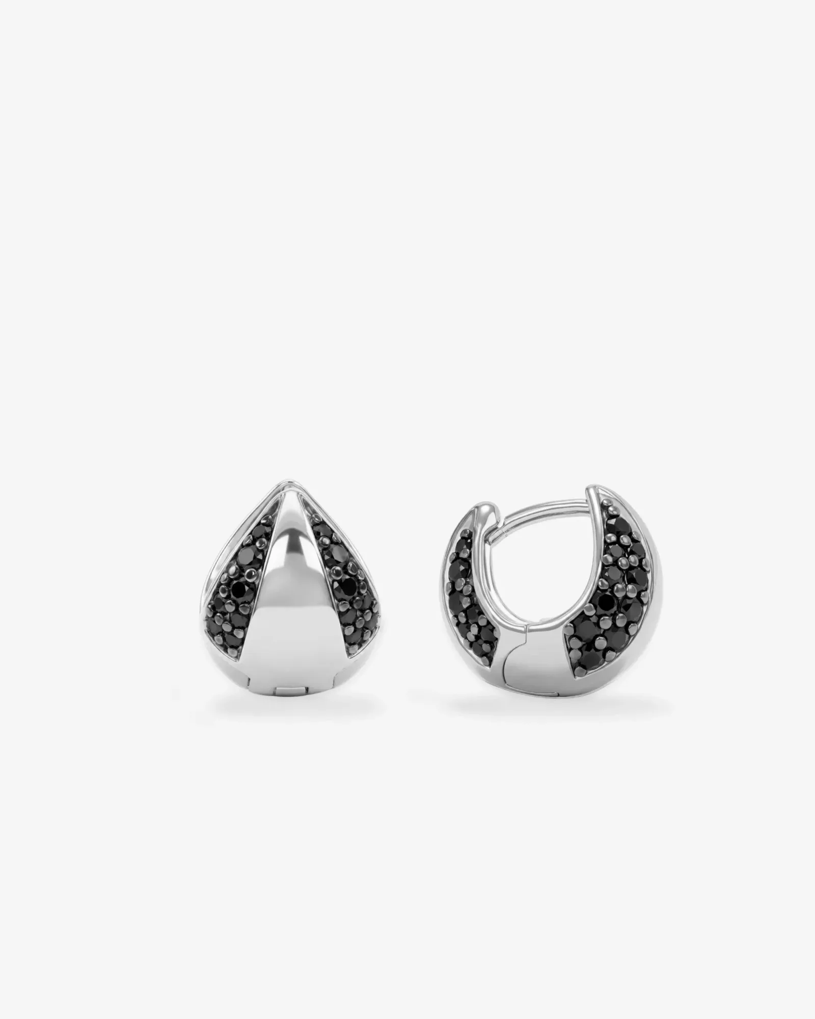 Lil Norah Split Pavé Earrings – Silver|Black Diamondettes