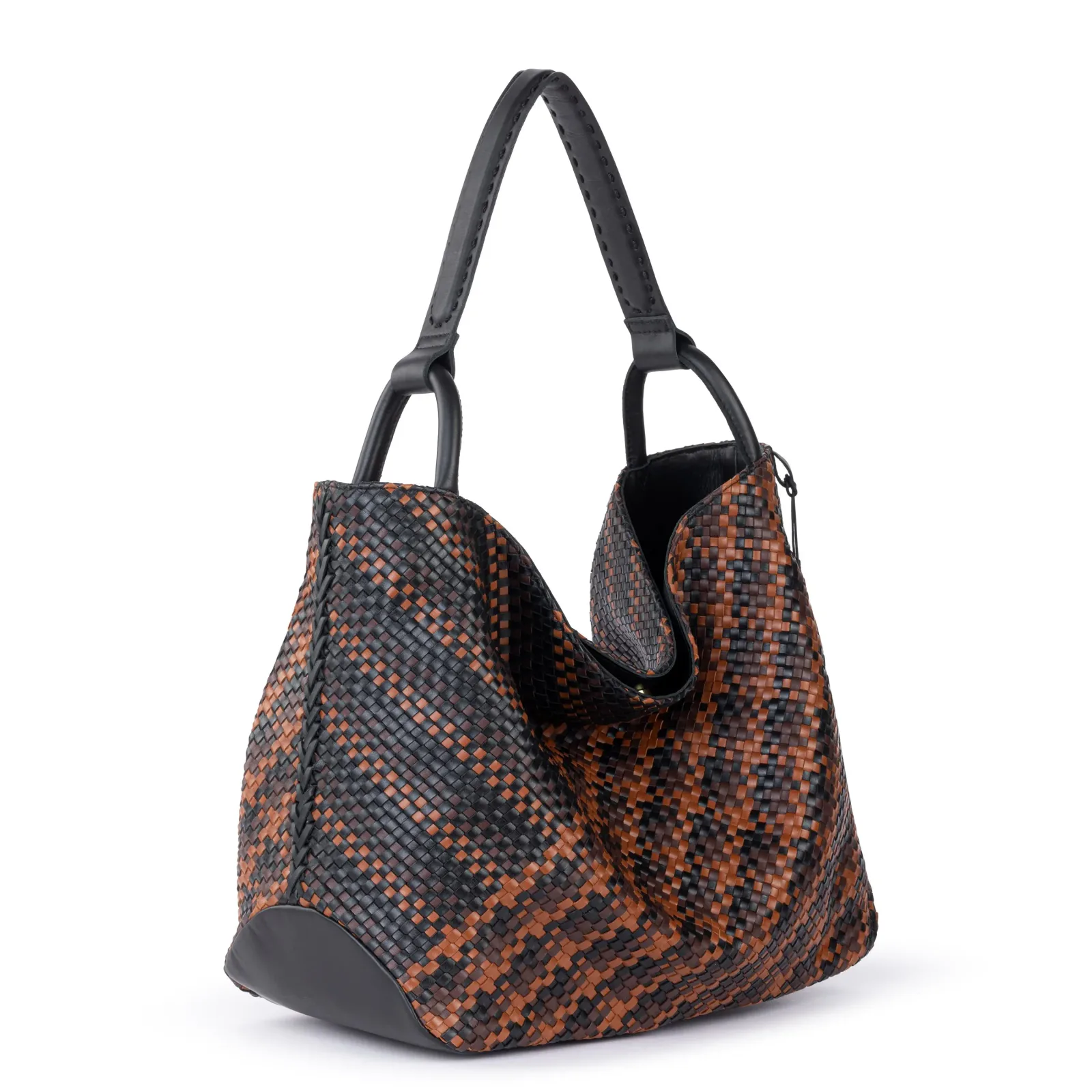 Los Feliz Large Tote – Leather – Espresso Woven