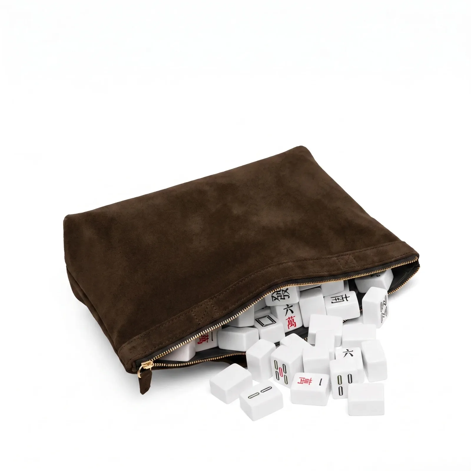 Mahjong Tile Pouch Tobacco Suede