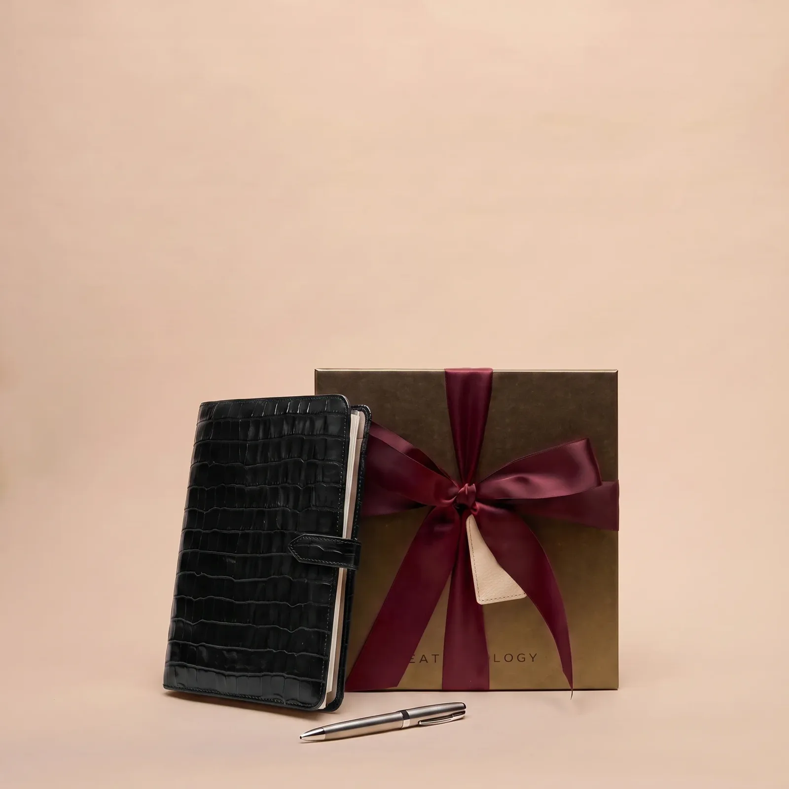 A5 2-in-1 Journal Gift Set Black Croc