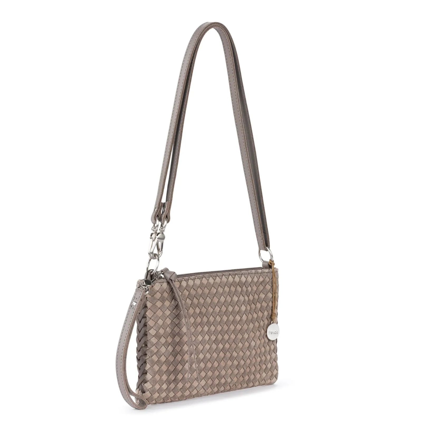 Vita Convertible Wristlet – Leather – Mushroom Sand Suede Woven