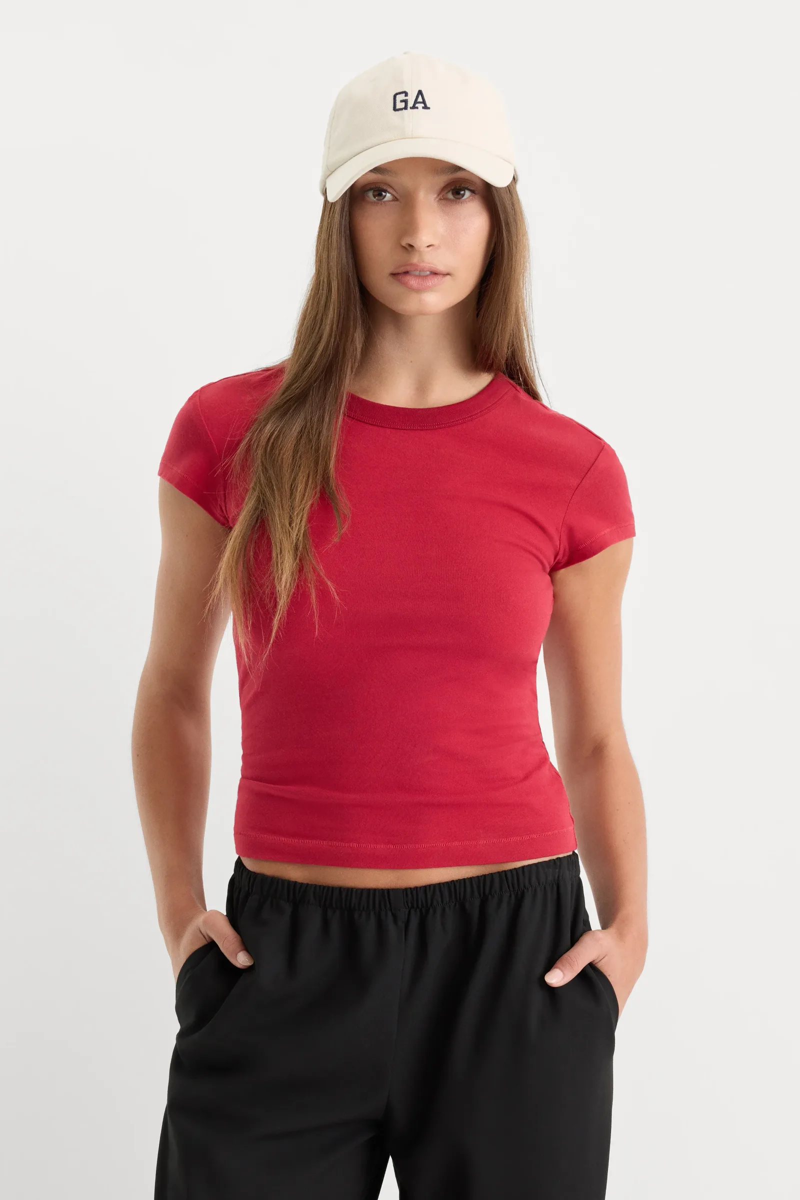 The Cap Sleeve Tee – Carmine