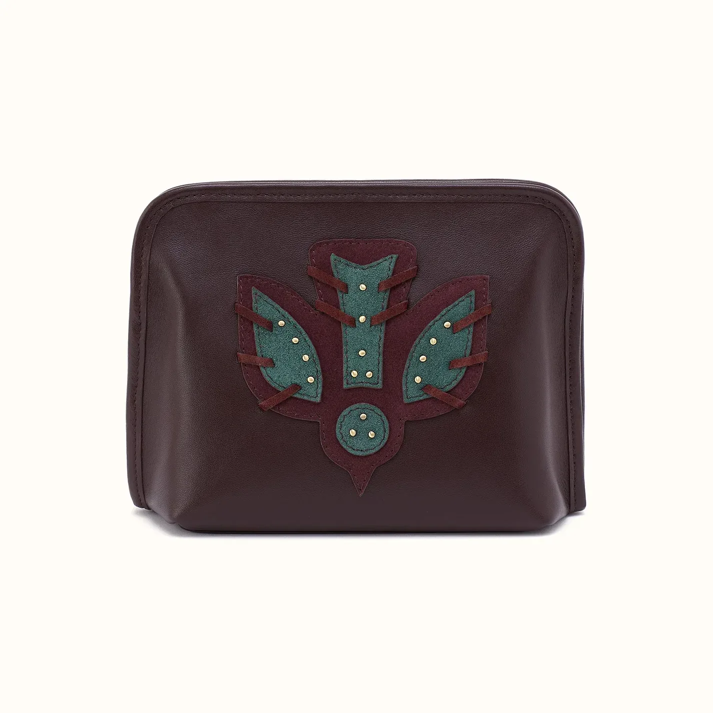 Beauty Cosmetic Pouch In Suede Leather – Dark Cherry