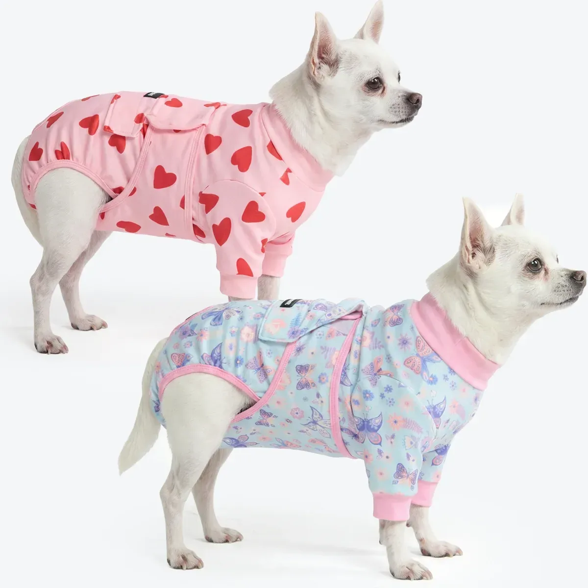 Dog Surgical Suit (2-pack) – Butterfly and Pink Hearts