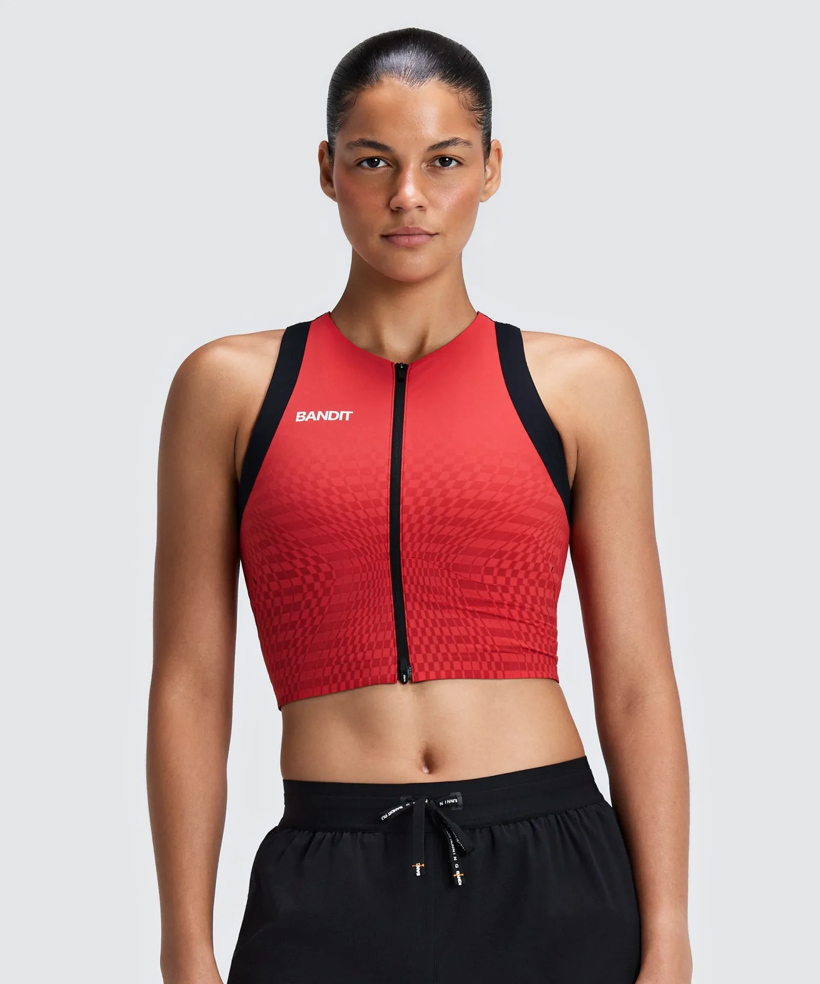 Women's Adapto™ 2-Way Zip Race Crop – Oxide Red