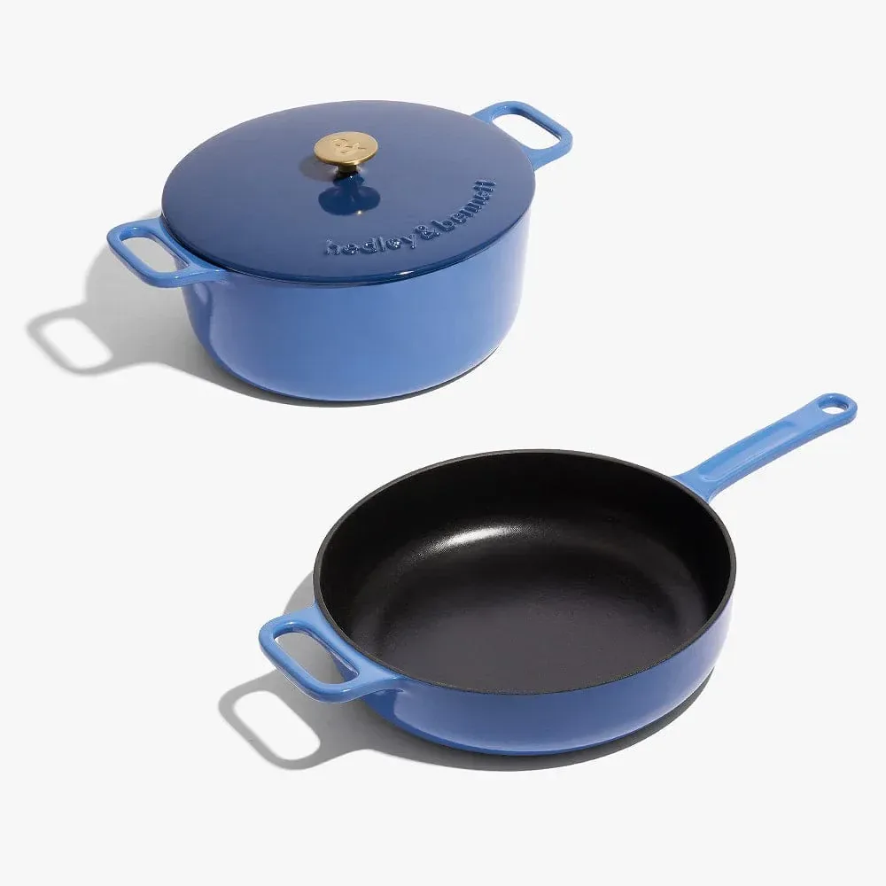 3-Piece Enameled Cast Iron Set – French Blue
