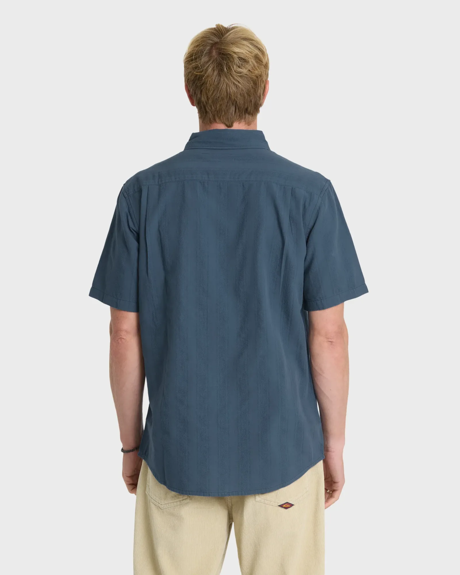 Dobby Stripe Classic Short Sleeve Seersucker Shirt – Dark Denim