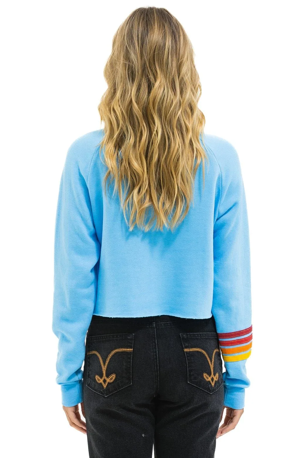 Phillies Rugby Stitch Cropped Crew Sweatshirt – Sky