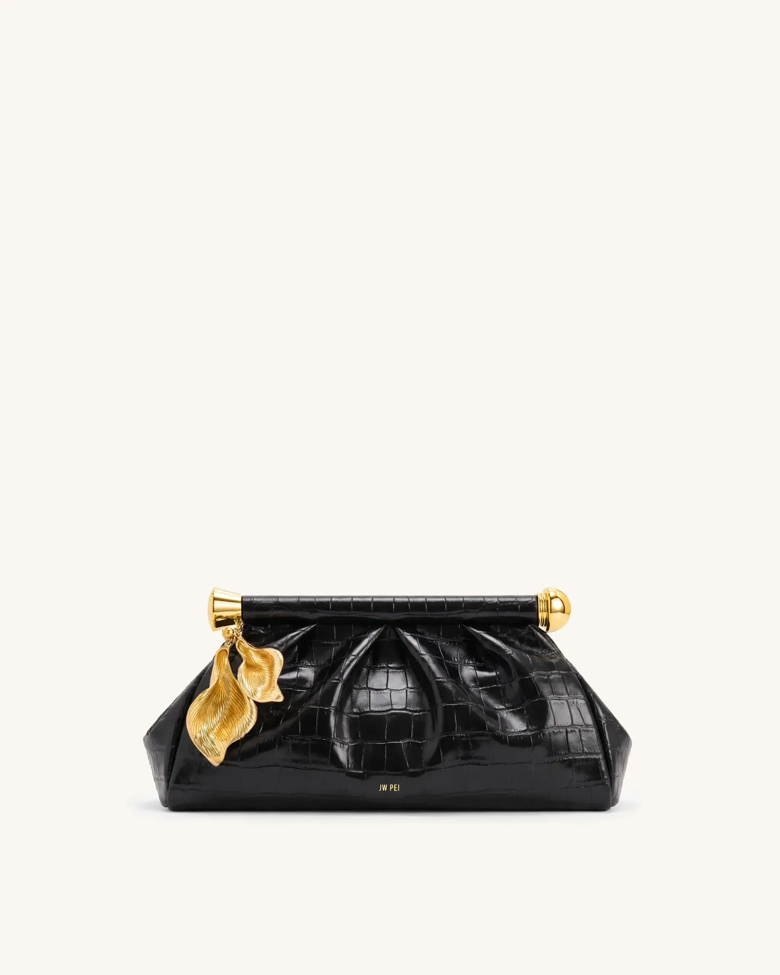 Holly Ruched Clutch Bag – Black Croc