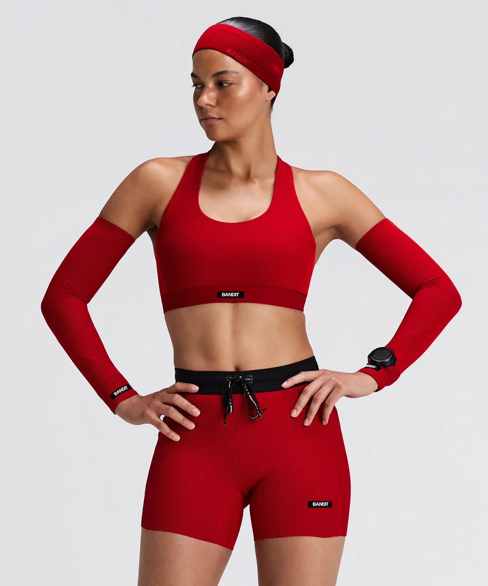 Striped Cadence™ Compression Sleeves – Oxide Red / Signal Red