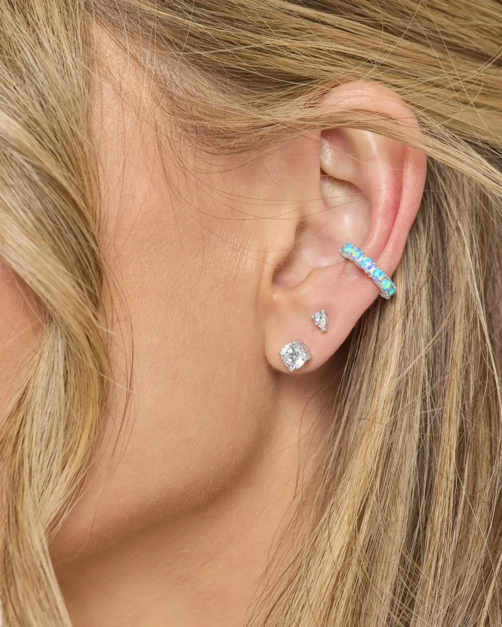 "Oh She Fancy" Ear Cuff – Silver|Blue Opal