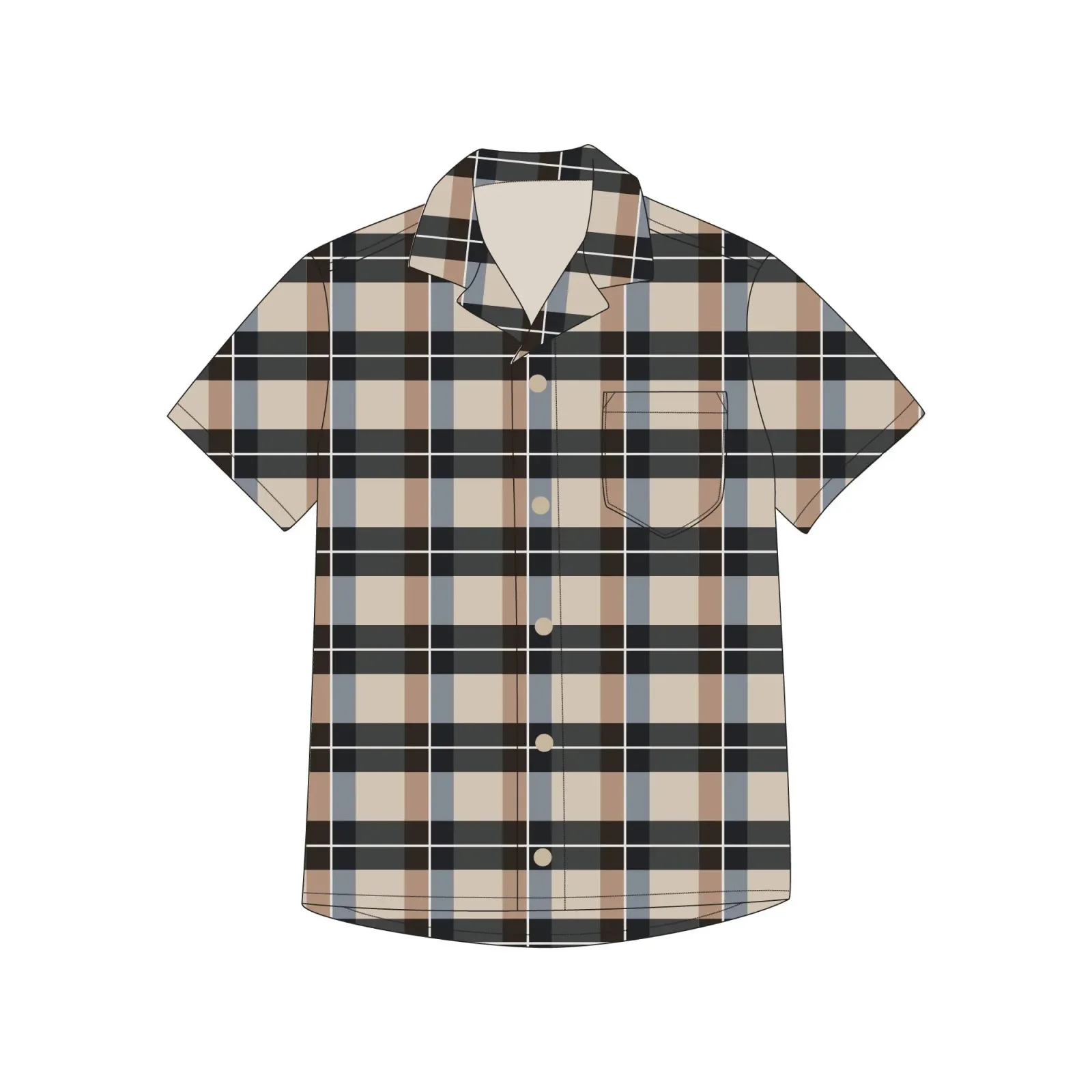 Adobe Chia Plaid – Men's Printed Muslin Button-Up S/Sleeve