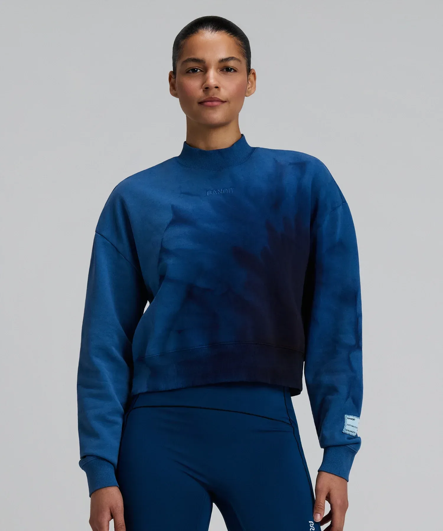 Women's Cropmock Pullover – Aegean Blue Wave Print