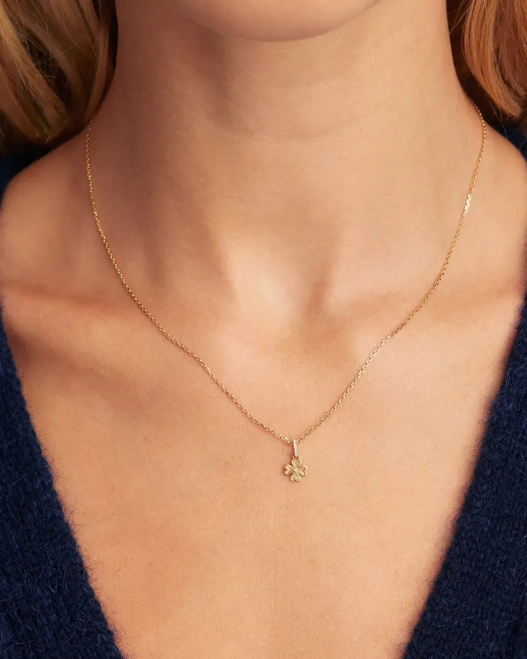 14K Diamond Clover Charm