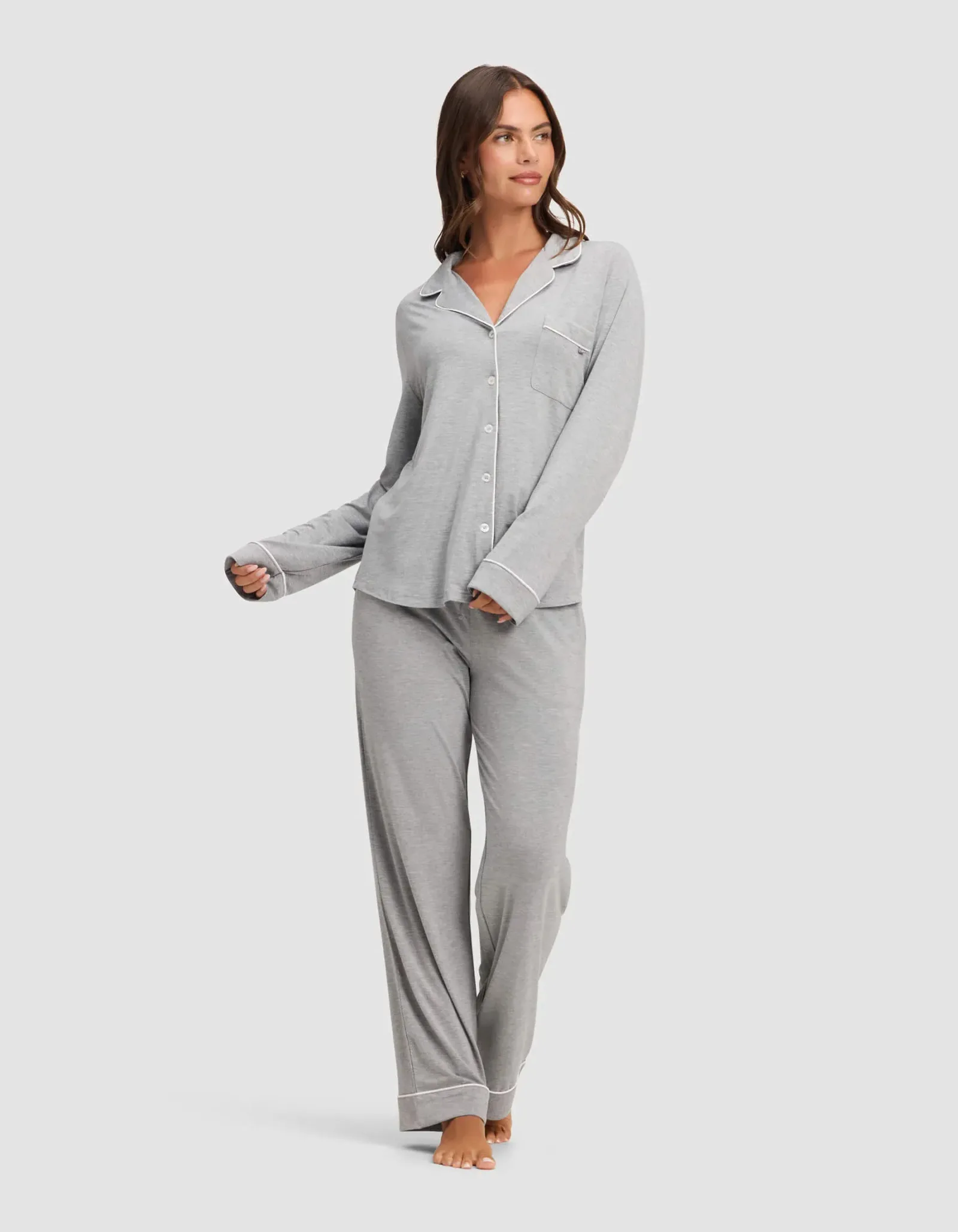 Women's Bamboo Stretch-Knit Long Sleeve Pajama Top – Petite