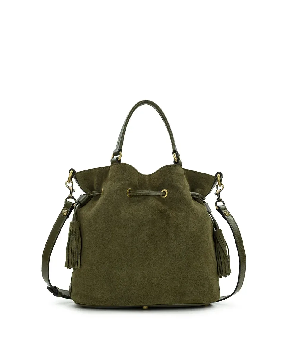 Anya Satchel With Hang Off – Suede Leather – Olive