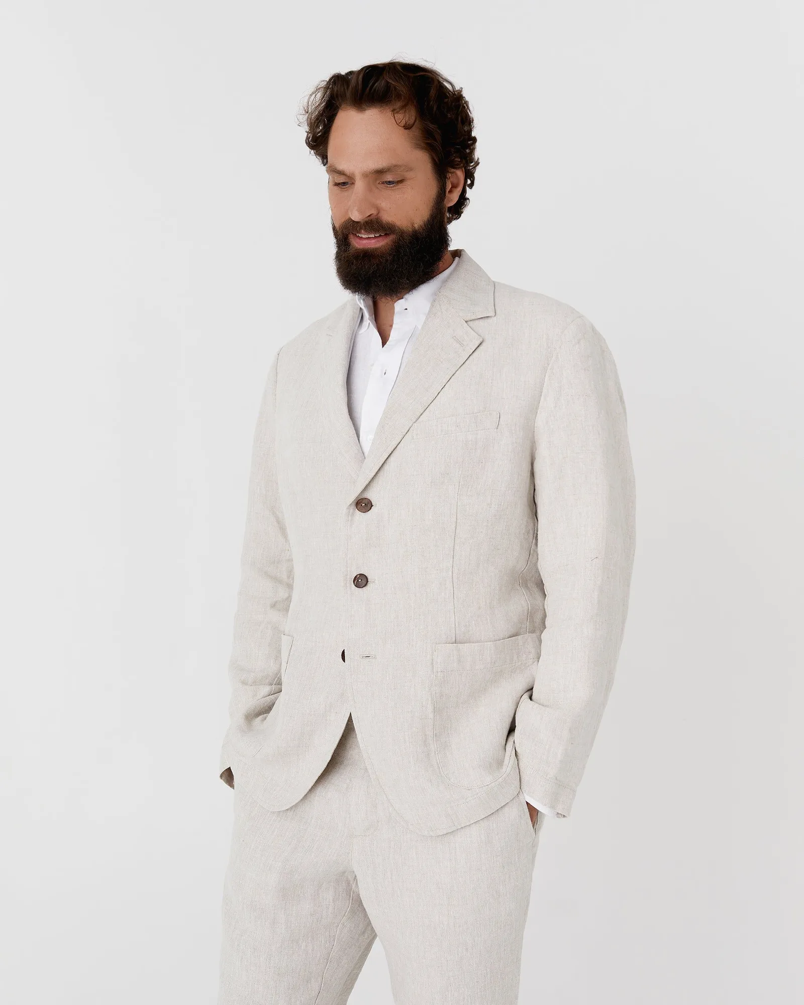 Men's heavyweight linen blazer SALVADOR in Natural melange