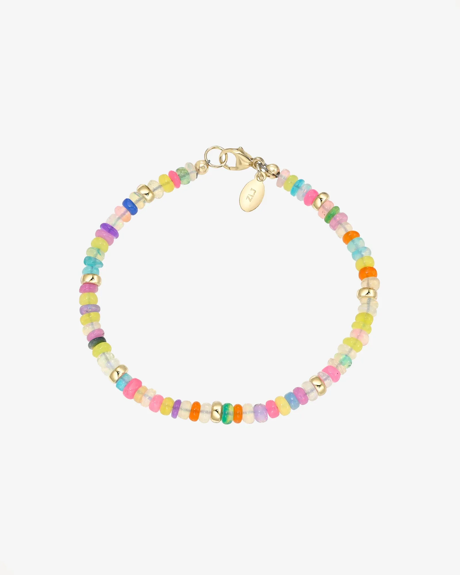 14k Gold Rainbow Opal Segment Bracelet