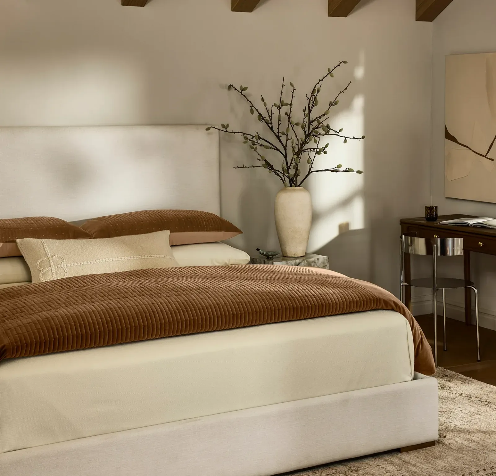 Fluted Cotton Velvet Duvet Sham Set – Deep Camel