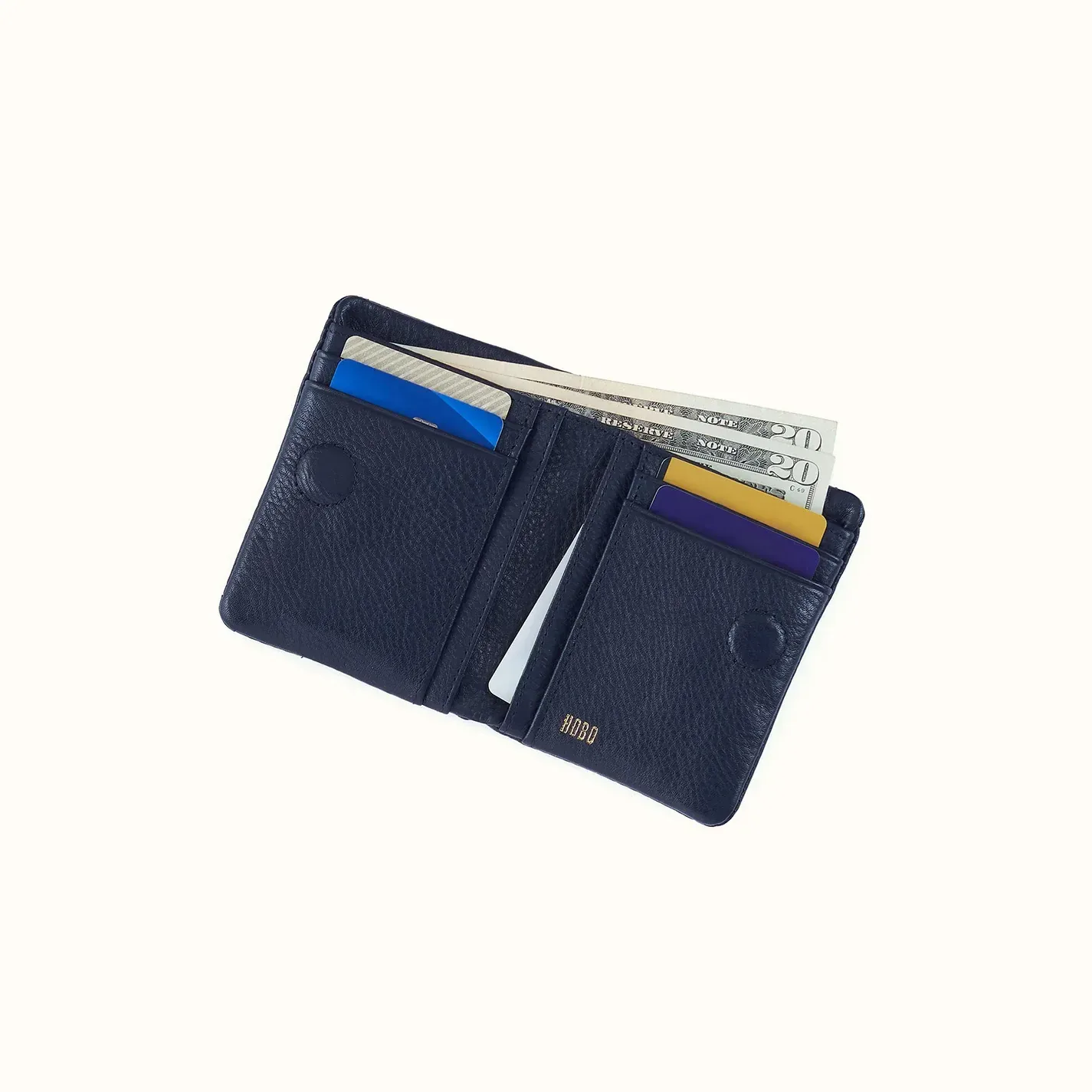 Lumen Mini Wallet In Pebbled Leather – Ink Navy