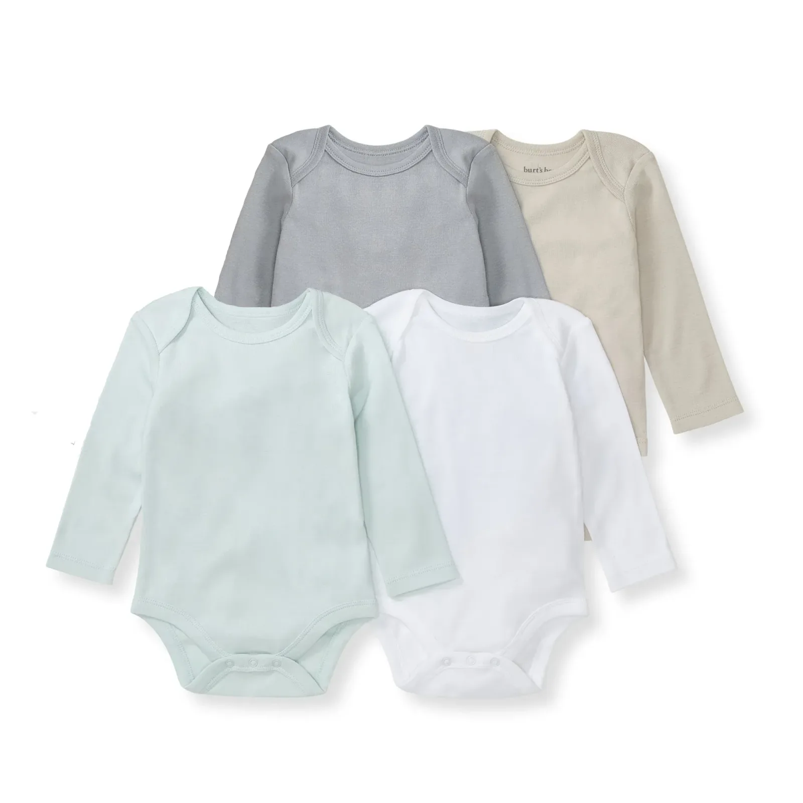 Quarry Solid Organic Cotton Long Sleeve Baby Bodysuit Pack of 4