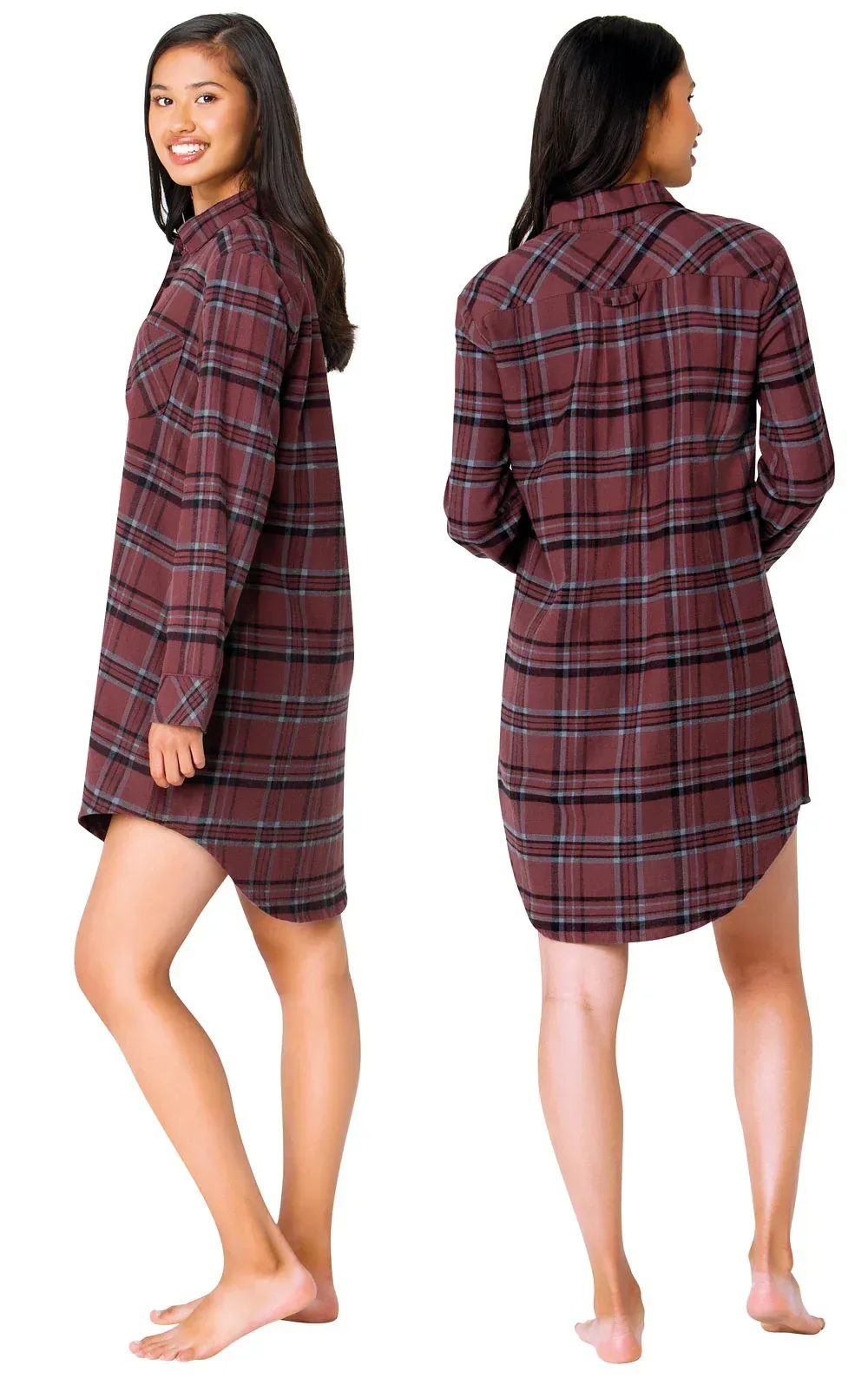 Plaid Flannel Sleepshirt – Burgundy – Final Sale