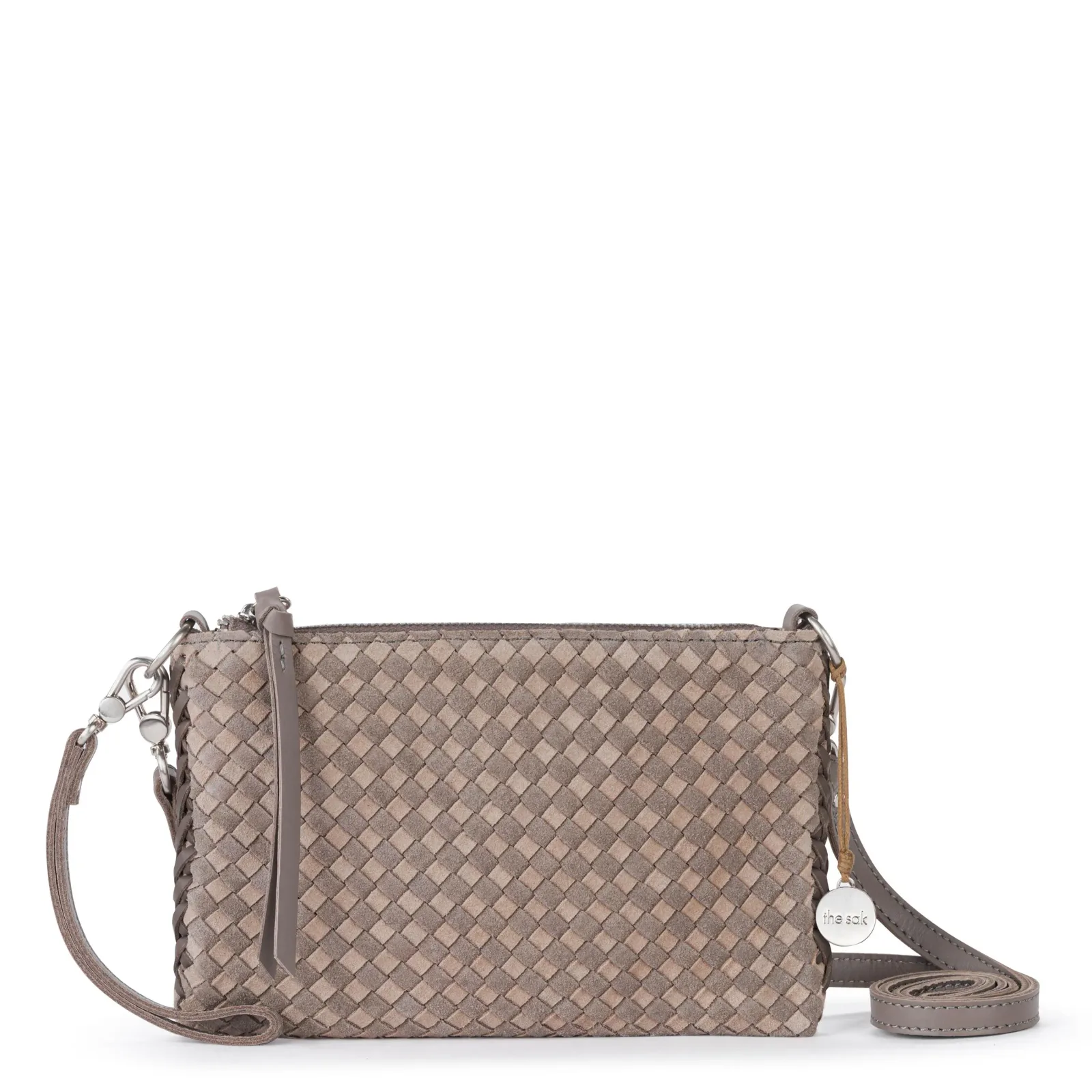 Vita Convertible Wristlet – Leather – Mushroom Sand Suede Woven