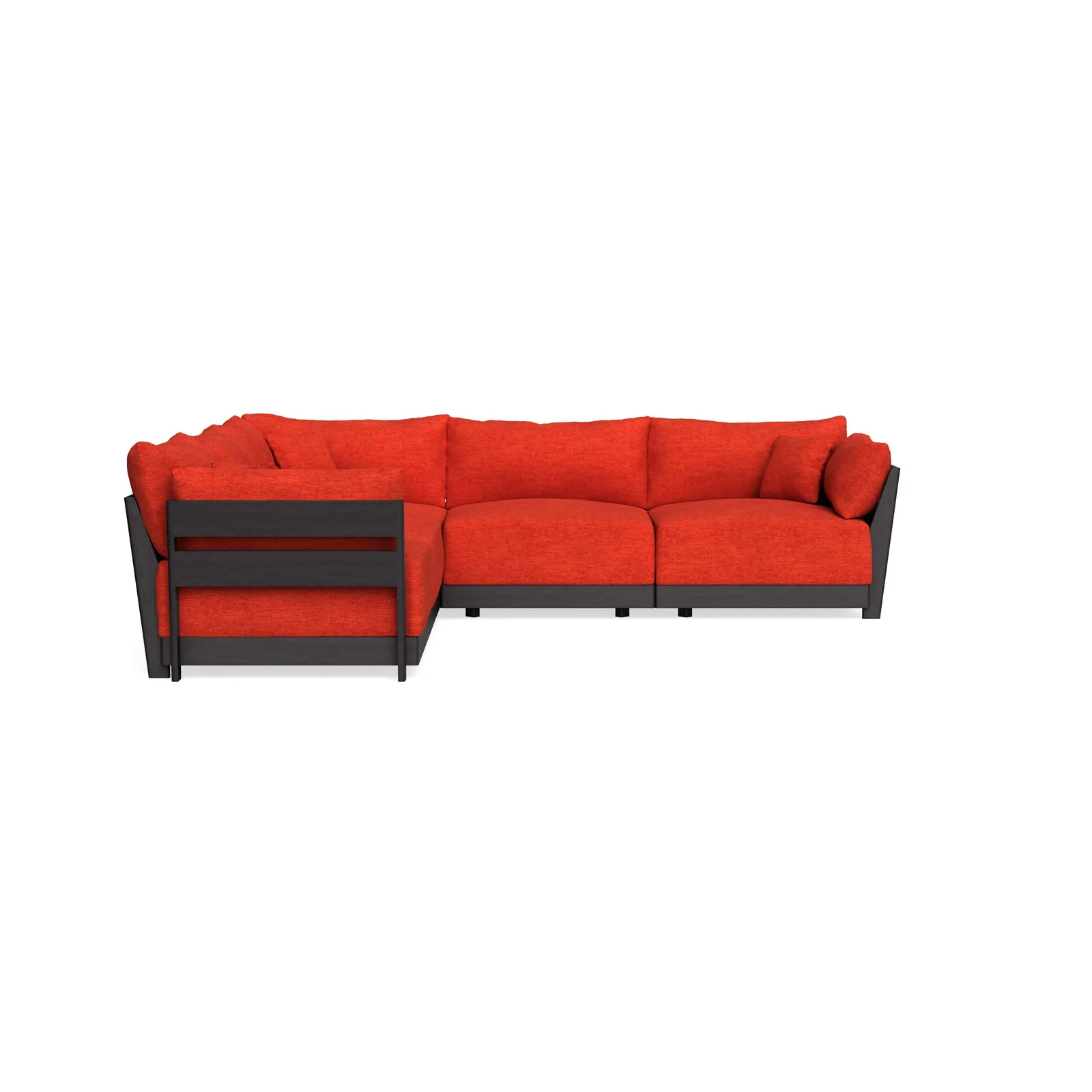 Modular Bondi Black 5-Seater Corner Sectional in Poppy Orange – Memory Foam Blend
