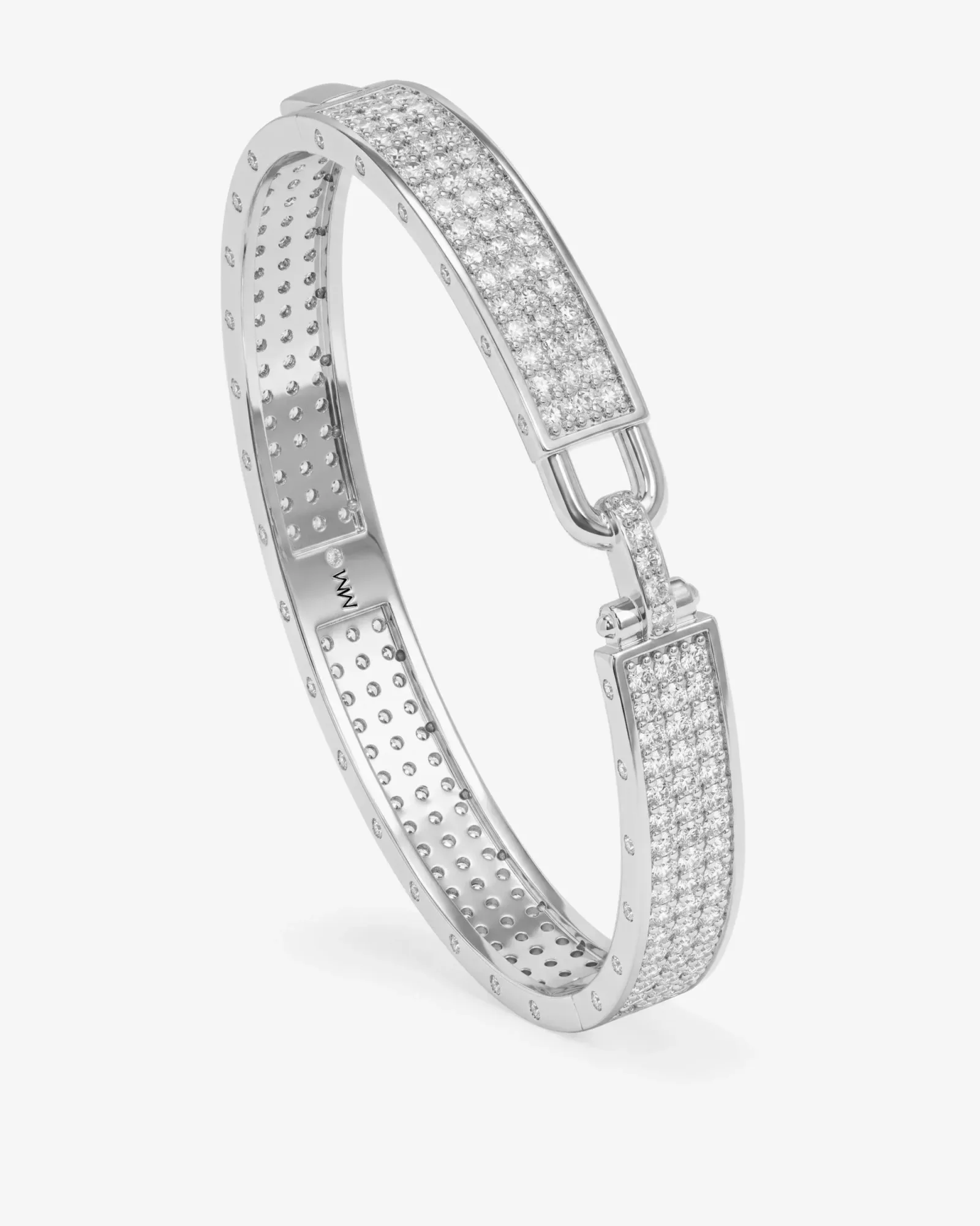 Ashley Malibu Lock Cuff 9mm – Silver|White Diamondettes