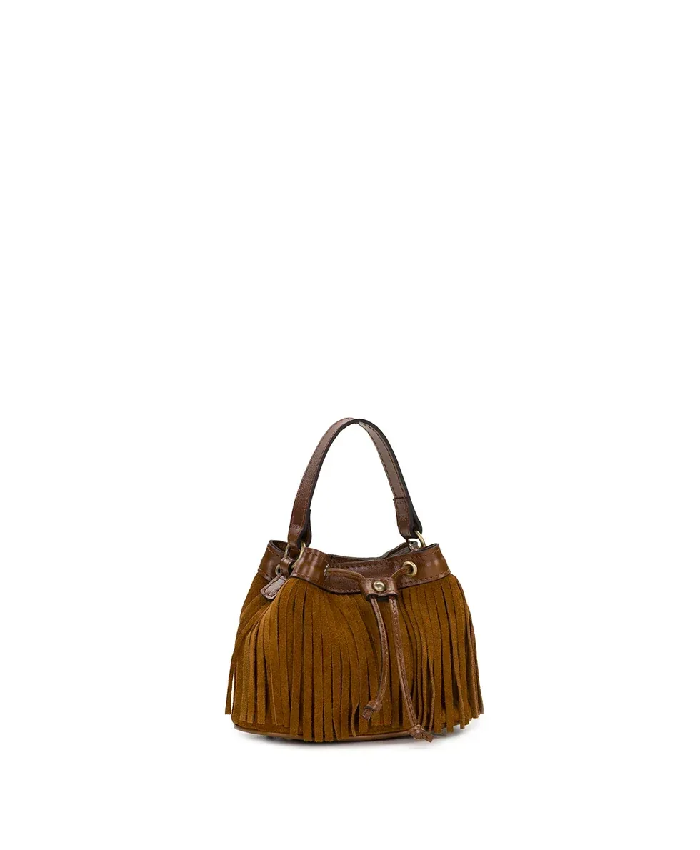 Mini Elisa Chain Crossbody – Suede Leather – Cognac