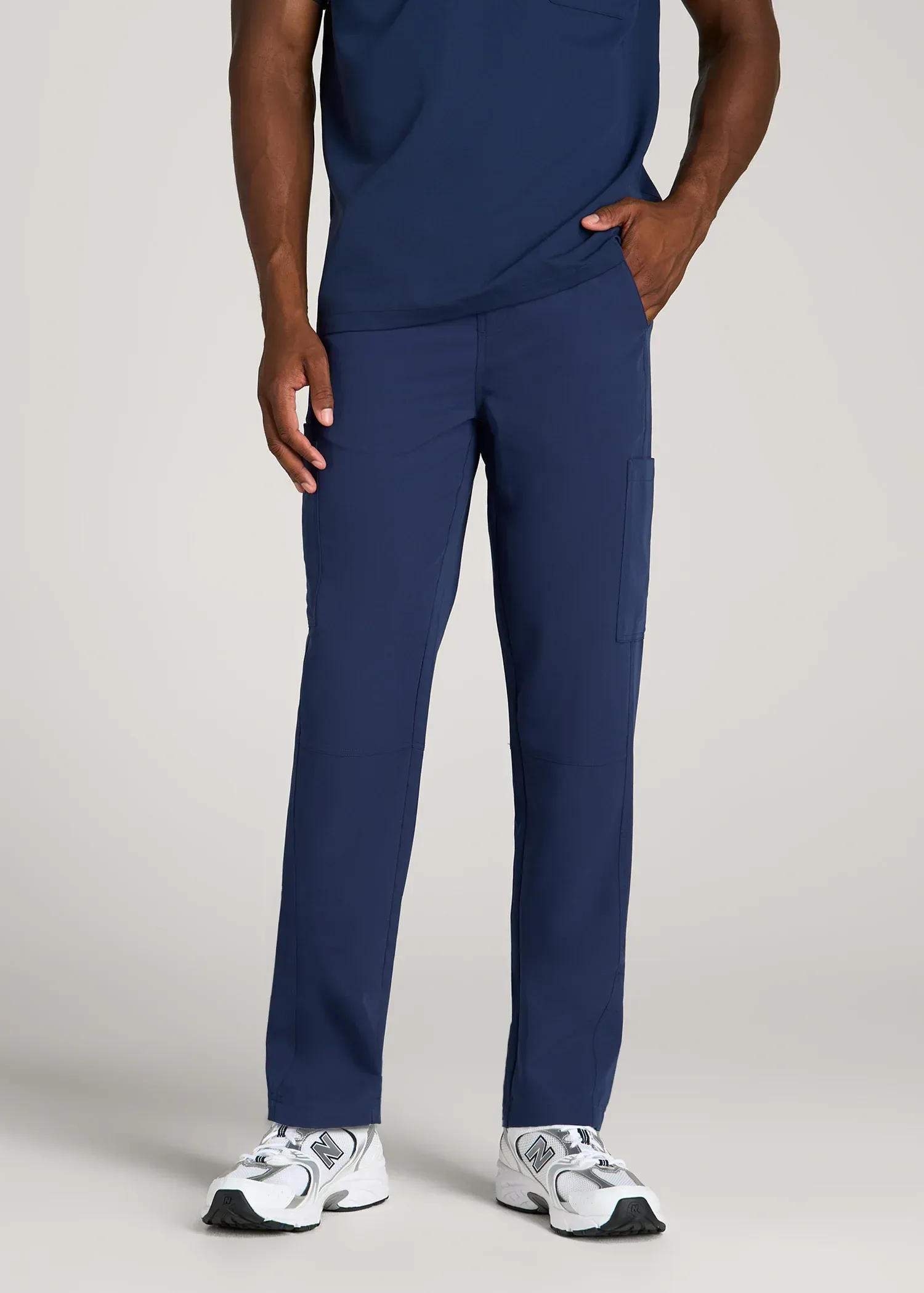 Cargo Scrub Pants for Tall Men in Navy Blue
