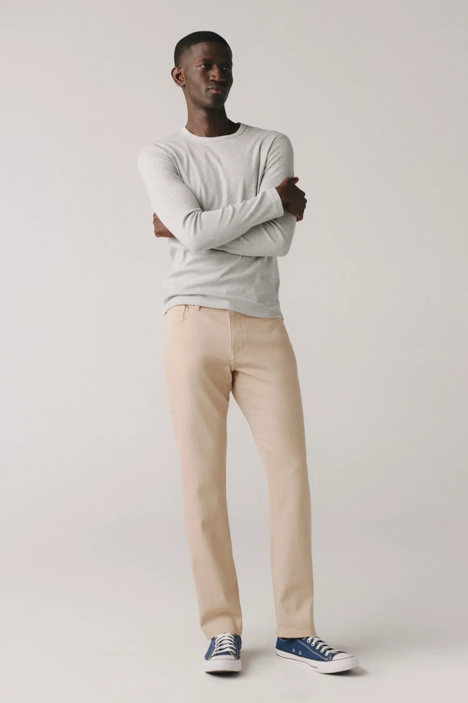 AMS – TWILL SLIM PANTS – BEIGE STONE