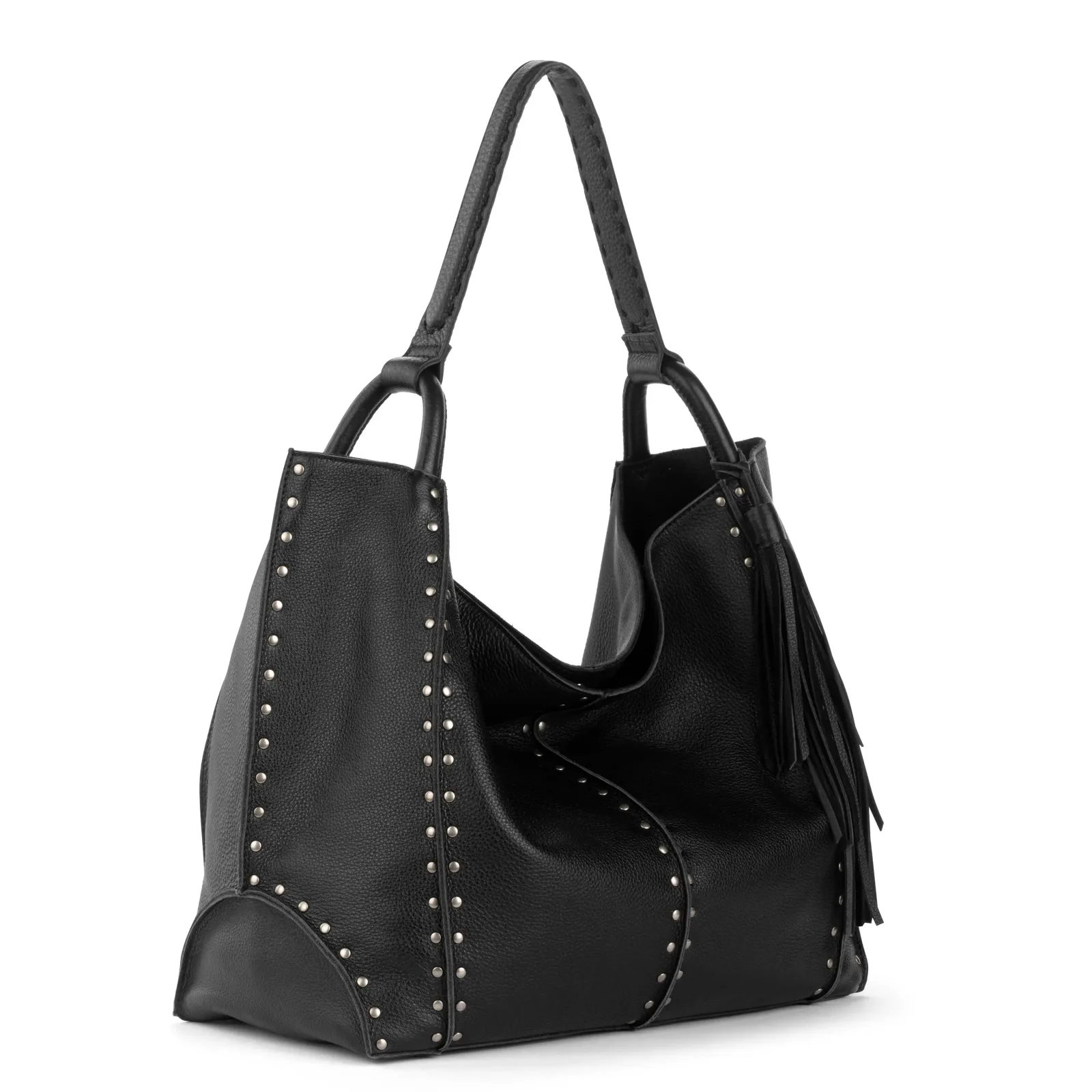 Los Feliz Large Tote – Leather – Black Silver Stud