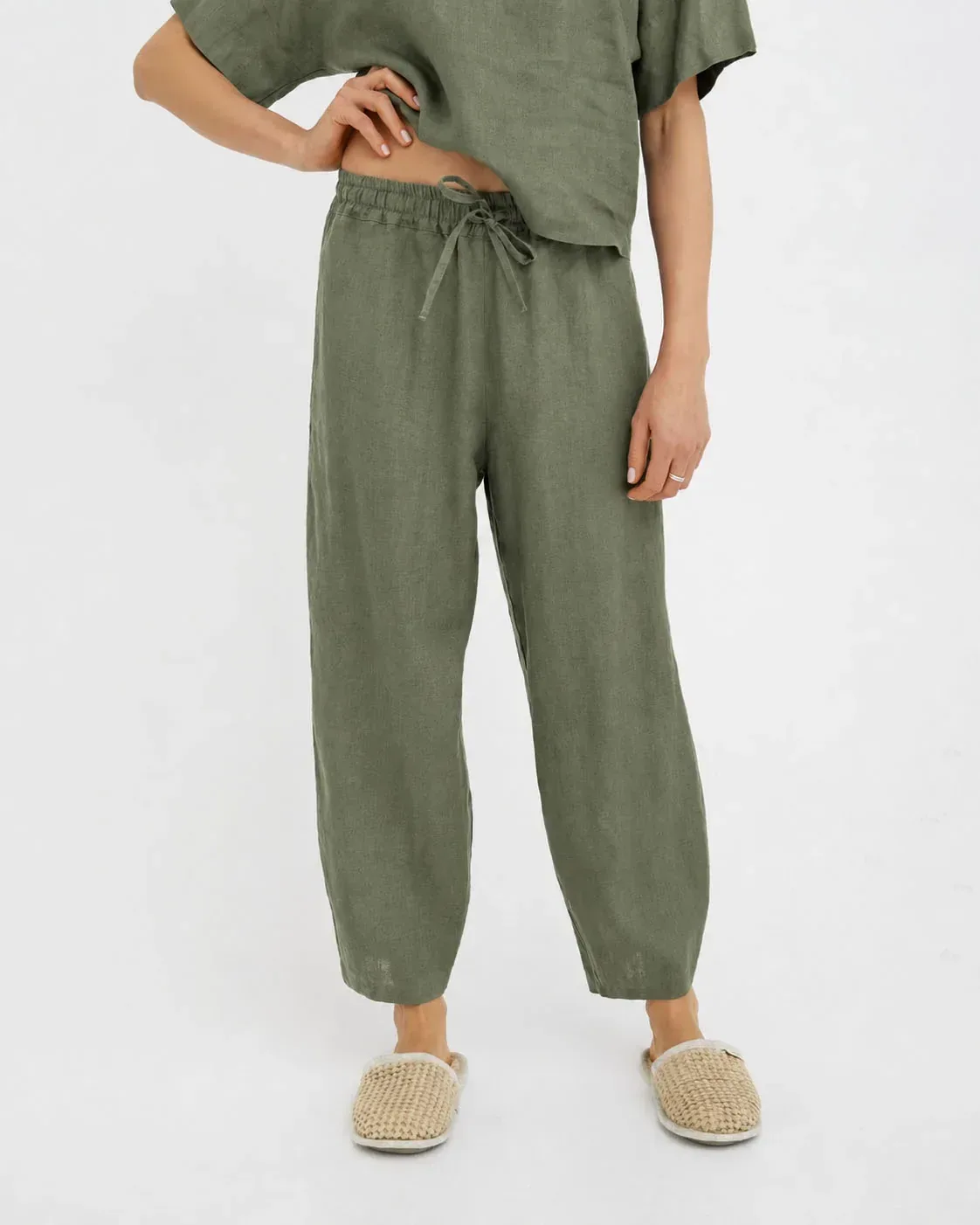 Linen pajama set SAVANNAH in Mist green