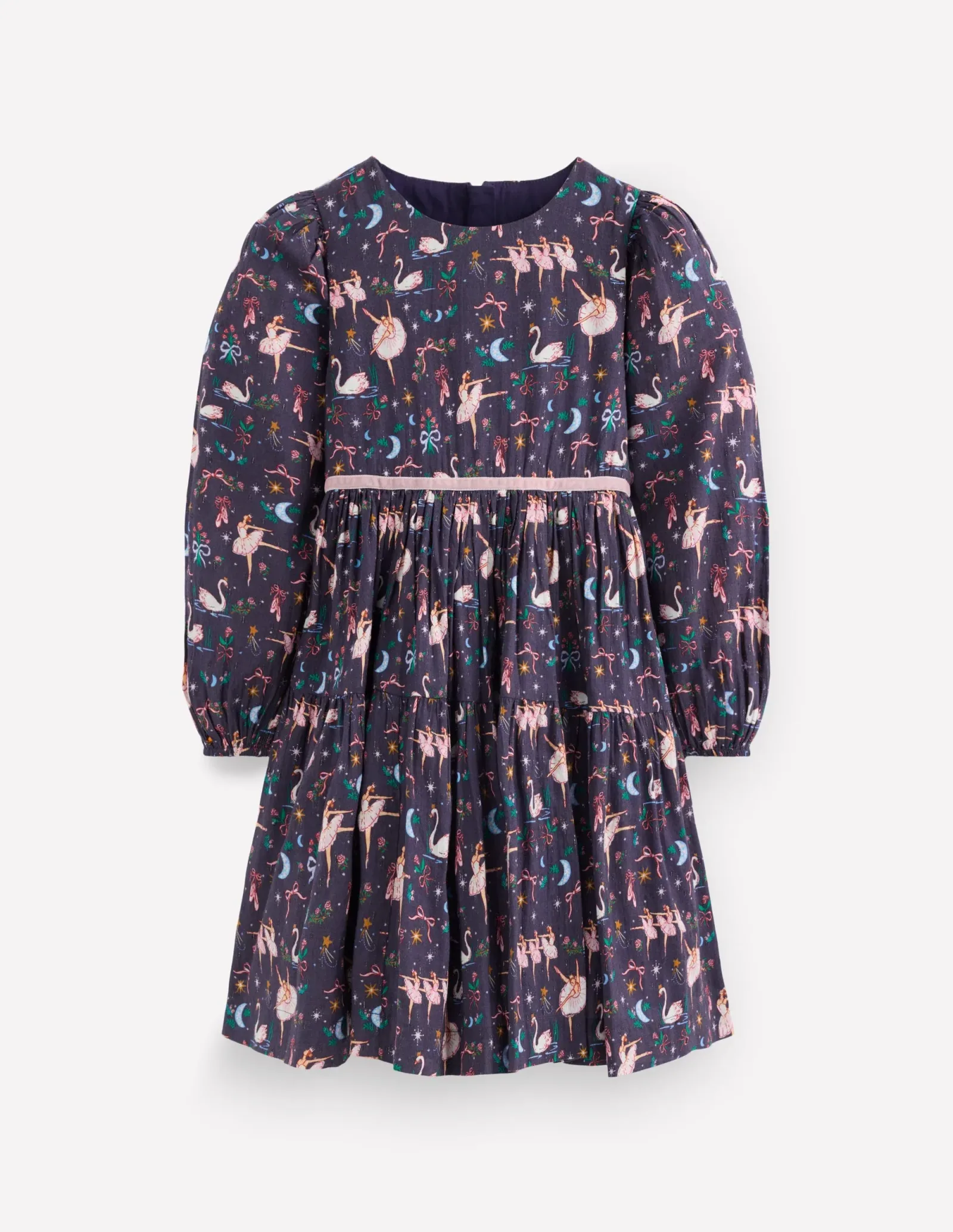 Posie Twirly Woven Dress-Navy Swan Lake