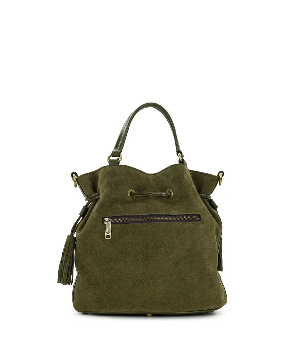 Anya Satchel With Hang Off – Suede Leather – Olive