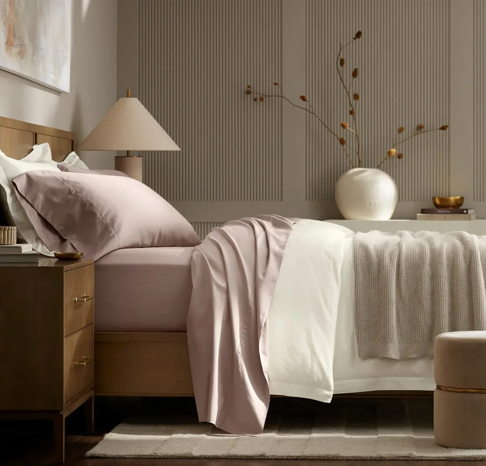 Neville Signature Hemmed Sheet Set – Dusty Rose