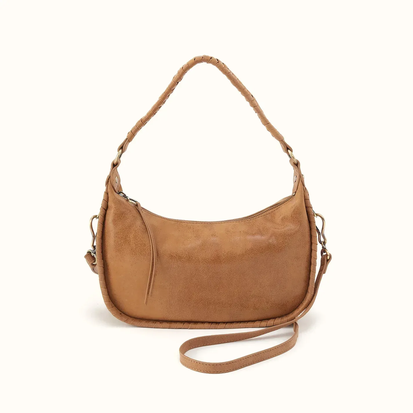 Mia Crescent Hobo In Buffed Leather – Whiskey