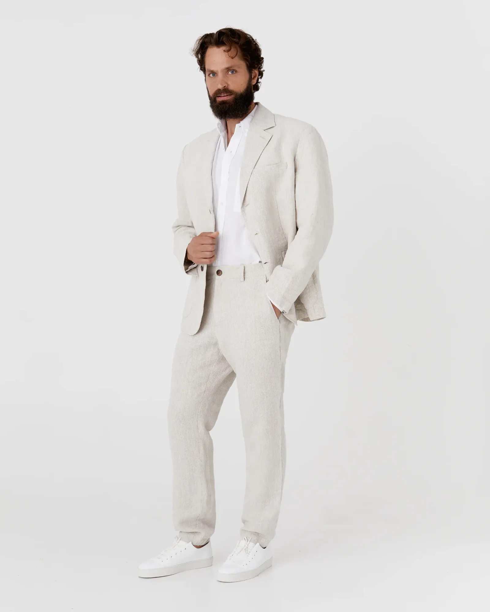 Men's heavyweight linen blazer SALVADOR in Natural melange