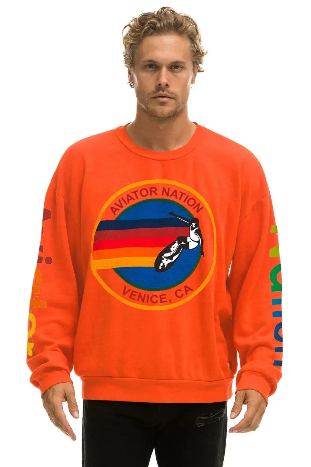 AVIATOR NATION Relaxed Venice Crew Sweatshirt – Vintage Orange