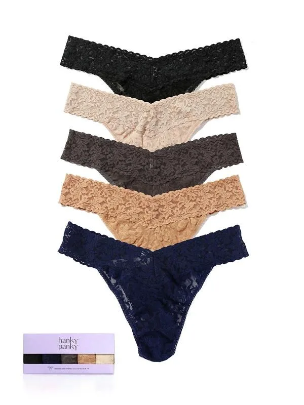 Basic Neutral Colors 5 Pack Signature Lace® Original Rise Thongs