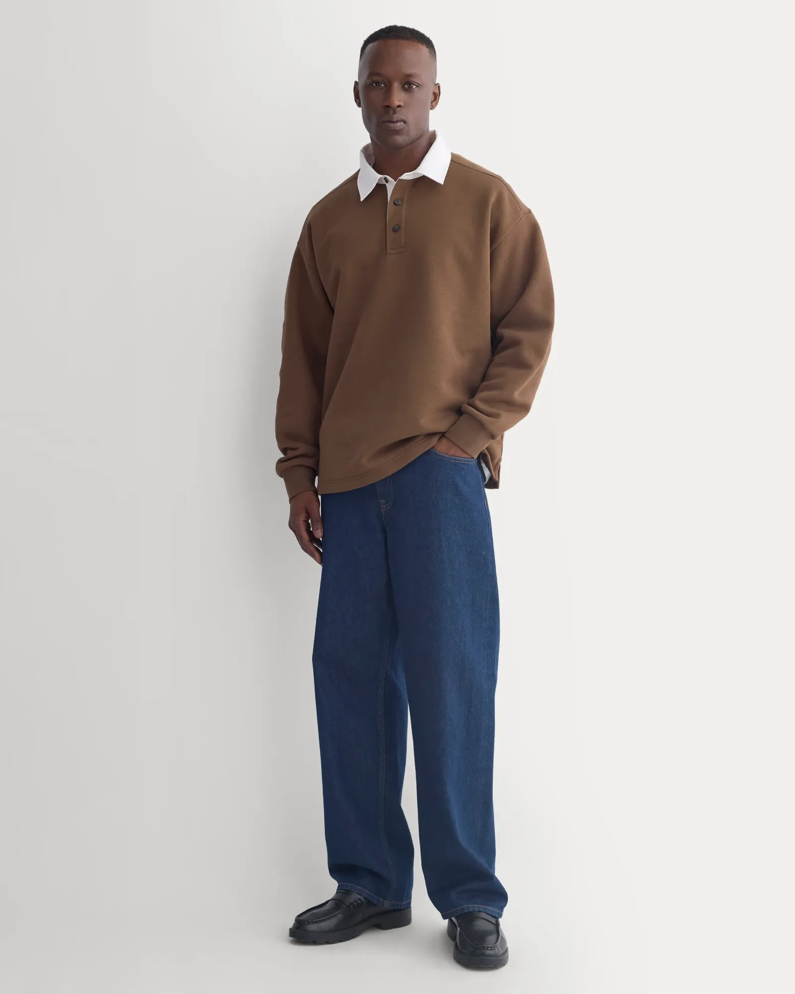 Luxe Fleece Rugby Polo – Cocoa