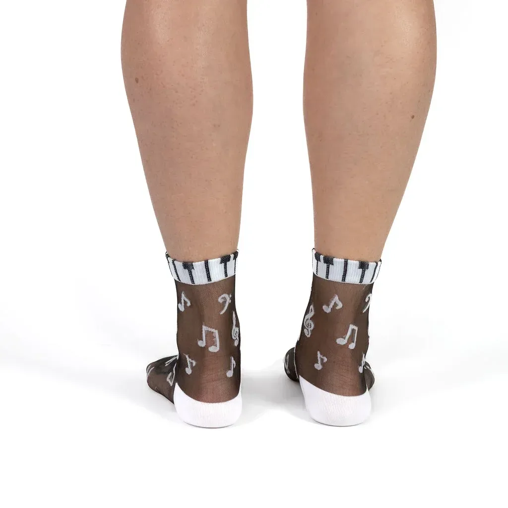 Music Is My Forte Sheer Crew Socks