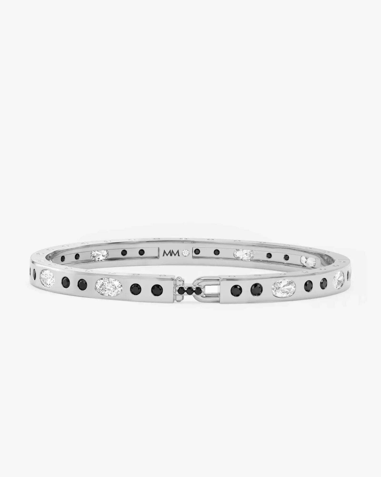 Ashley Sunset Lock Cuff 6mm – Silver|Black Diamondettes