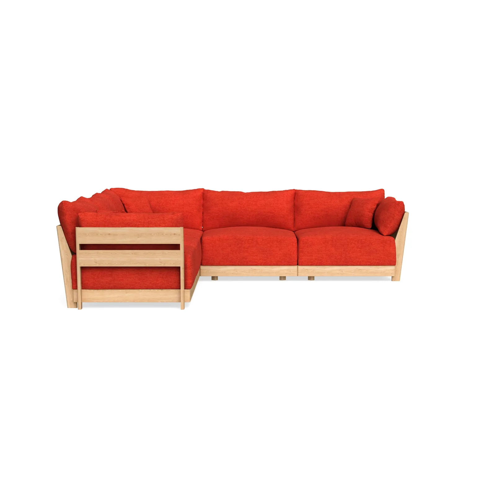 Modular Bondi Latte 5-Seater Corner Sectional in Poppy Orange – Memory Foam Blend