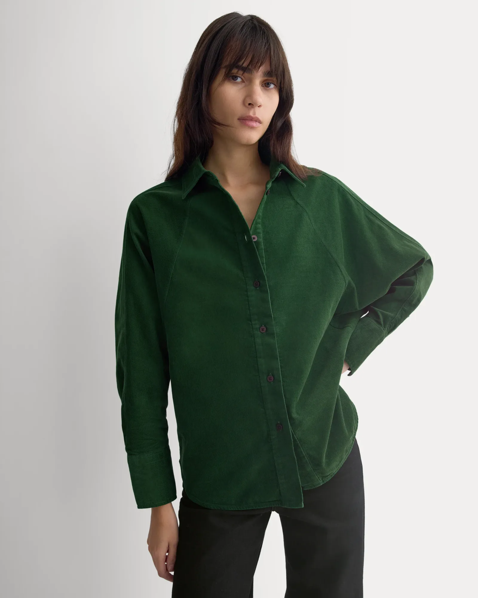Oversized Raglan Shirt in Pinwale Corduroy – Eden Green – Eden Green