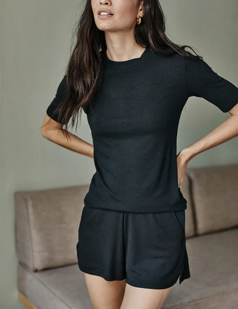 The Softest Ribbed Elbow Sleeve T-Shirt – Sea Urchin